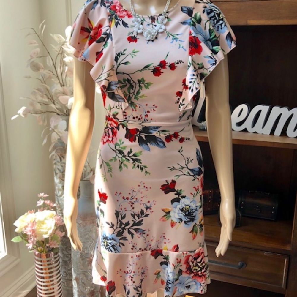 Beautiful Soft Pink Floral Ruffle Dress - NEW! - Picture 5 of 6
